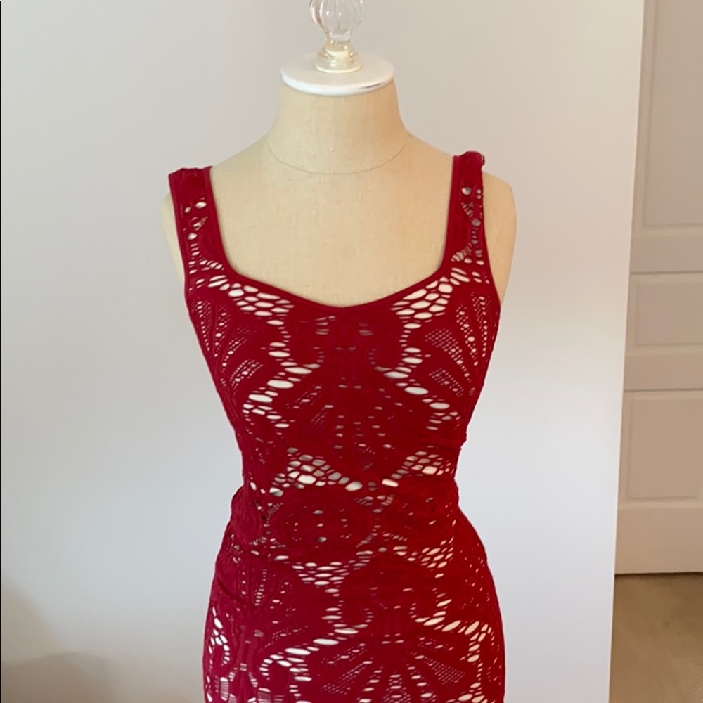 Free People Intimately Bodycon red Lace Dress
